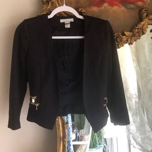 Cropped Navy blazer with gold zipper